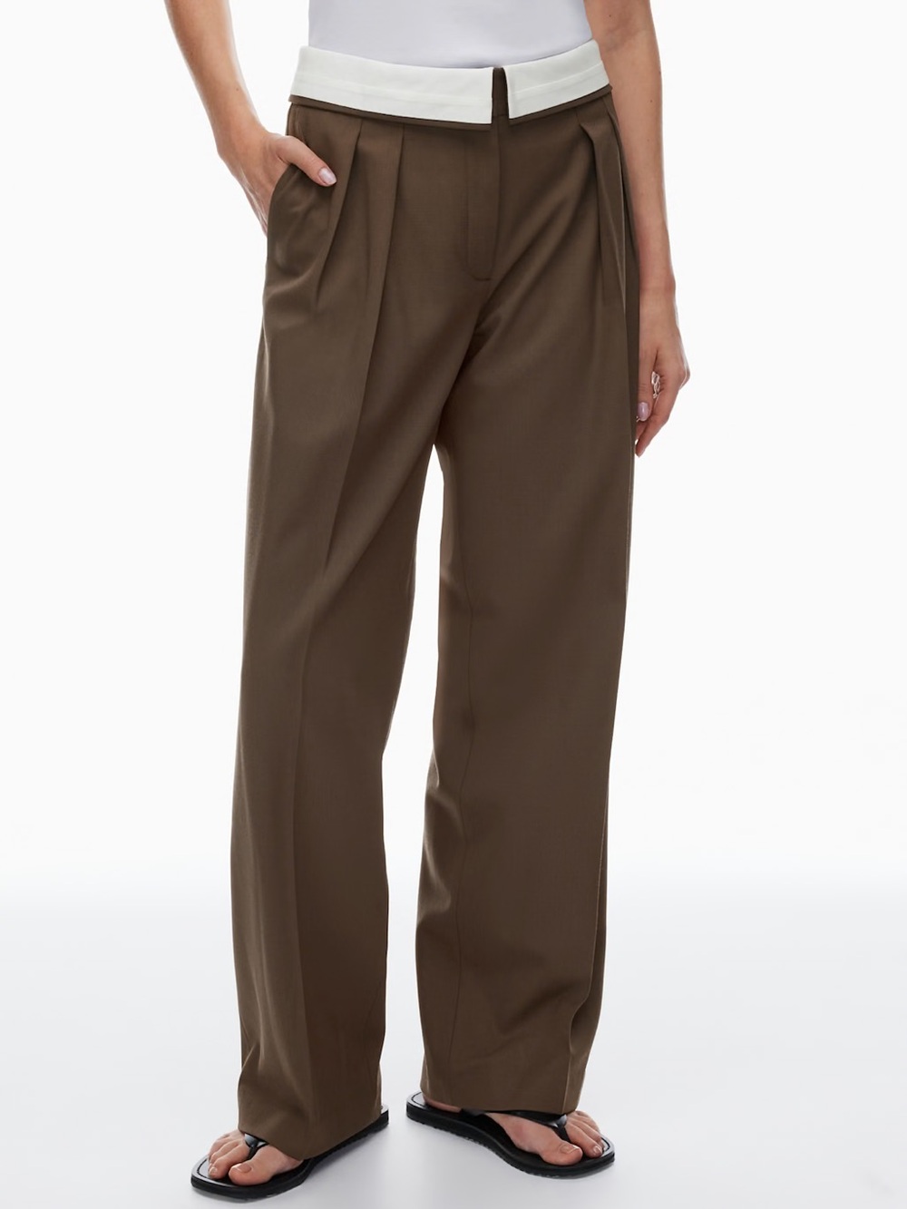 NWT Aritzia Babaton Bureau Pant Espresso Brown Wool Size 6